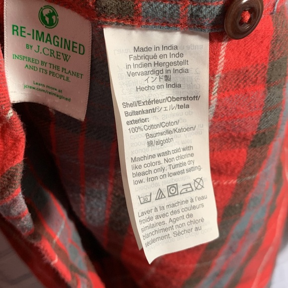 J.Crew Mens Slim Fit Mid Weight Flannel Double Brushed Plaid Button Down Red L - Picture 4 of 5